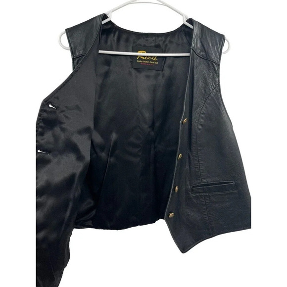 Reed Vintage Leather Vest Button Down with Pockets Adjustable Back Strap Black - Picture 9 of 12
